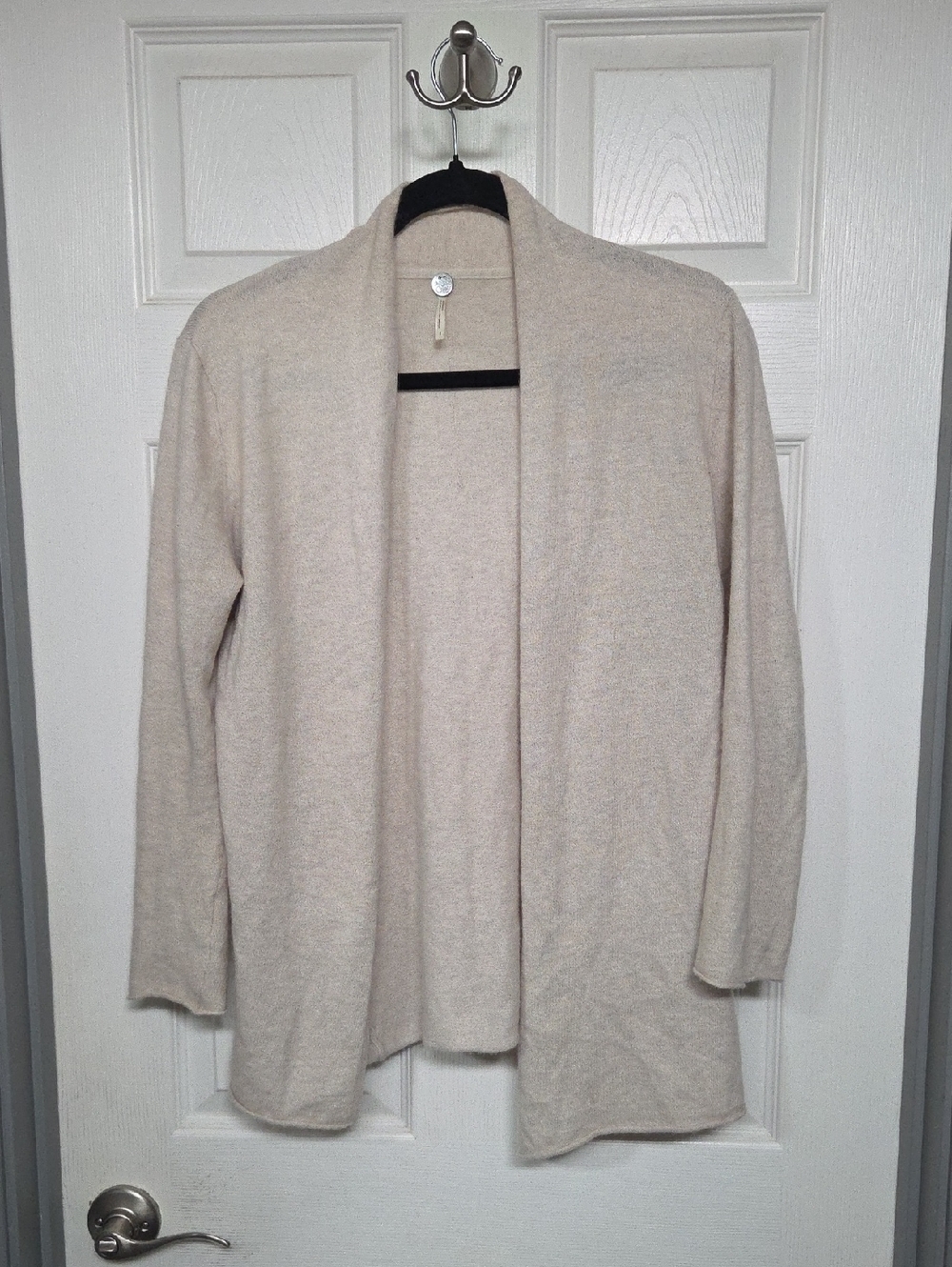 Margaret O'Leary Light Beige Open-Front Cashmere Cotton Cardigan Soft Size 2
